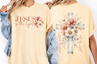 Jesus Is The Light Sweatshirt, Floral Christian Shirt, Motivational Bible Verse Tee, His Grace Is Enough, Floral Religious Shirt, Front Back