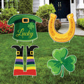 St Patrick Yard Sign Set, Lucky Hat Horseshoe Shamrock Yard Decor, Irish Holiday Lawn Decorations, St Patricks Day Outdoor Sign