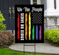 No Kings In America Yard Sign - Resist Hate Lawn Sign, Anti-Trump Sign, Resist Racism, Resist Fascism Yard Sign with Metal H-Stake