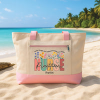 Custom Nurse Practitioner Tote Bag with Zipper, Personalized NP Canvas Bag, Nurse Practitioner Gift, Nursing Graduation Tote