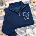 Personalized Dental Embroidered Quarter Zip Sweatshirt, Custom Dentist Pullover, Dental Hygienist Assistant Office Staff Gift