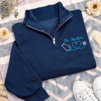Personalized Nurse Embroidered Quarter Zip Sweatshirt, Custom RN LPN CNA Pullover, Nursing Graduation Gift, Healthcare Worker Gift