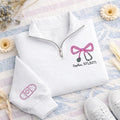 Nurse Bow Embroidered Quarter Zip Sweatshirt, RN Stethoscope Monogram Pullover, Personalized Nurse Gift, RN Healthcare Worker Gift