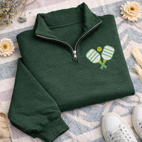 Pickleball Embroidered Quarter Zip Sweatshirt, Pickle Ball Pullover, Pickleball Team Wear Gift, Player Coach Pickle Ball Quarter Zip