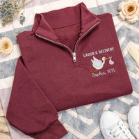 Labor and Delivery Nurse Embroidered Quarter Zip Sweatshirt, Stork NICU Nurse Pullover, L&D Nurse Gift, Healthcare Worker Quarter Zip