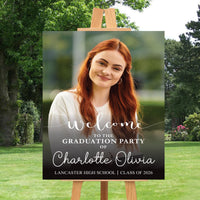 Welcome to the Graduation Party Sign, Custom Senior Photo Class of 2026 Foam Board, PVC, Acrylic, Polystyrene High School College Board Sign