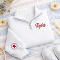 Embroidered Custom School Quarter Zip Sweatshirt, Personalized Spirit Wear Pullover, Team Mascot Zip Up, School Pride Gift