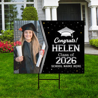 Personalized Graduation Yard Sign 2026 with Photo, Graduate Picture Sign, Class of 2026, Custom Graduation 2026 Yard Sign with Metal H-Stake