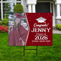 Personalized Graduation Yard Sign 2026 with Photo, Graduate Picture Sign, Class of 2026, Custom Graduation 2026 Yard Sign with Metal H-Stake