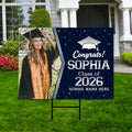Personalized Graduation Yard Sign 2026 with Photo, Graduate Picture Sign, Class of 2026, Custom Graduation 2026 Yard Sign with Metal H-Stake