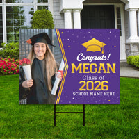 Personalized Graduation Yard Sign 2026 with Photo, Graduate Picture Sign, Class of 2026, Custom Graduation 2026 Yard Sign with Metal H-Stake