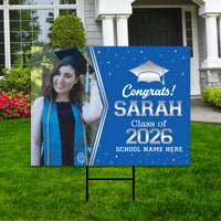 Personalized Graduation Yard Sign 2026 with Photo, Graduate Picture Sign, Class of 2026, Custom Graduation 2026 Yard Sign with Metal H-Stake