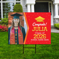 Personalized Graduation Yard Sign 2026 with Photo, Graduate Picture Sign, Class of 2026, Custom Graduation 2026 Yard Sign with Metal H-Stake