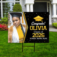 Personalized Graduation Yard Sign 2026 with Photo, Graduate Picture Sign, Class of 2026, Custom Graduation 2026 Yard Sign with Metal H-Stake