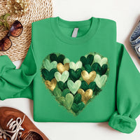 Brushstroke Heart St Patrick’s Day Sweatshirt, Lucky Heart Shirt, Irish Holiday Tee, Cute St Patrick Shirt, Unisex Shamrock Heart Shirt