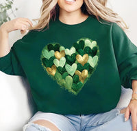 Brushstroke Heart St Patrick’s Day Sweatshirt, Lucky Heart Shirt, Irish Holiday Tee, Cute St Patrick Shirt, Unisex Shamrock Heart Shirt