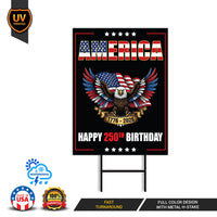 250 Years American Yard Sign, Patriotic 250th Anniversary Lawn Decor, Celebrate Independence Liberty National Pride Sign with Metal H-Stake