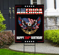 250 Years American Yard Sign, Patriotic 250th Anniversary Lawn Decor, Celebrate Independence Liberty National Pride Sign with Metal H-Stake