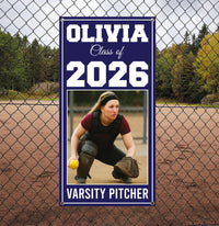 Personalized Senior Sports Banner with Photo, Class of 2026 Vertical Graduation Banner, Custom Senior Night Field Banner with Metal Grommets