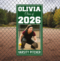 Personalized Senior Sports Banner with Photo, Class of 2026 Vertical Graduation Banner, Custom Senior Night Field Banner with Metal Grommets