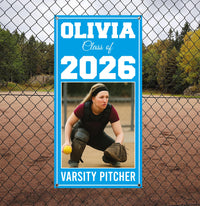 Personalized Senior Sports Banner with Photo, Class of 2026 Vertical Graduation Banner, Custom Senior Night Field Banner with Metal Grommets