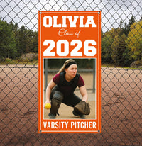 Personalized Senior Sports Banner with Photo, Class of 2026 Vertical Graduation Banner, Custom Senior Night Field Banner with Metal Grommets