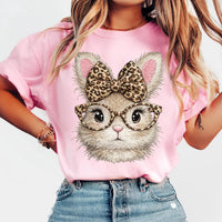 Funny Bunny Face Shirt, Glasses Bandana Rabbit Shirt, Leopard Easter Bunny Tee, Happy Easter Rabbit Shirt, Unisex Bunny Shirt, Easter Gifts