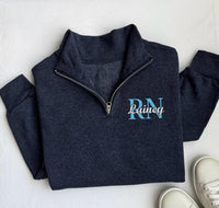 Embroidered Nurse Quarter Zip Sweatshirt, RN Nursing Student Pullover, NICU Nurse Gift, Nurse Graduation Gift, Healthcare Sweatshirt