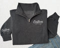 Embroidered Custom Logo Quarter Zip Sweatshirt, Personalized Team Business Pullover, Bridal Party Event Unisex Embroidered Gift