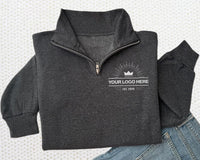 Custom Logo Embroidered Quarter Zip Sweatshirt, Personalized Company Pullover, Business Team Uniform Quarter Zip Sweater