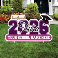 Personalized Graduation 2026 Yard Sign, Custom Name & School Name Yard Decor, Class of 2026 Outdoor Graduation Lawn Sign with Stakes