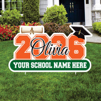 Personalized Graduation 2026 Yard Sign, Custom Name & School Name Yard Decor, Class of 2026 Outdoor Graduation Lawn Sign with Stakes