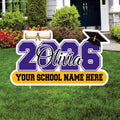 Personalized Graduation 2026 Yard Sign, Custom Name & School Name Yard Decor, Class of 2026 Outdoor Graduation Lawn Sign with Stakes