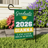 Personalized Graduation 2026 Garden Flag, Double-Sided Custom Name & School Name, Outdoor Graduation Decoration, Class of 2026 Yard Sign