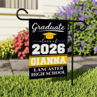 Personalized Graduation 2026 Garden Flag, Double-Sided Custom Name & School Name, Outdoor Graduation Decoration, Class of 2026 Yard Sign