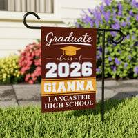 Personalized Graduation 2026 Garden Flag, Double-Sided Custom Name & School Name, Outdoor Graduation Decoration, Class of 2026 Yard Sign
