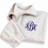 Embroidered Monogram Quarter Zip Sweatshirt, Personalized Custom Pullover, Unisex Quarter Zip Sweater, Custom Name Gift Idea