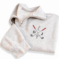 Personalized Golf Embroidered Quarter Zip Sweatshirt, Custom Monogram Pullover, Perfect Golf Dad Gift, Golf Coach Quarter Zip Sweater