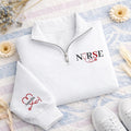 Personalized Hospice Nurse Embroidered Quarter Zip Sweatshirt, Custom Nurse Pullover, Nursing Graduation Gift, Healthcare Gift