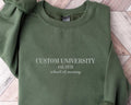 Custom College Embroidered Sweatshirt, Personalized University Hoodie, School Spirit Shirt, College Long Sleeve Shirt, Campus Gift