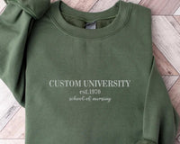 Custom College Embroidered Sweatshirt, Personalized University Hoodie, School Spirit Shirt, College Long Sleeve Shirt, Campus Gift