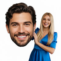 Custom Big Head on a Stick Photo Cutout, Personalized Face Fan with Wooden Handle, Funny Party Prop for Wedding, Birthday, Bachelorette