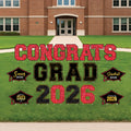 Congrats Grad 2026 Yard Sign Set, Graduation Party Lawn Decorations, Class of 2026 Outdoor Yard Decor Letters with Stakes