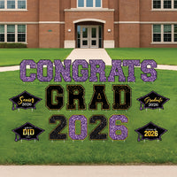 Congrats Grad 2026 Yard Sign Set, Graduation Party Lawn Decorations, Class of 2026 Outdoor Yard Decor Letters with Stakes