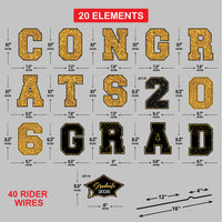Congrats Grad 2026 Yard Sign Set, Graduation Party Lawn Decorations, Class of 2026 Outdoor Yard Decor Letters with Stakes