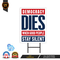 No Kings In America Yard Sign - Resist Hate Lawn Sign, Anti-Trump Sign, Resist Racism, Resist Fascism Yard Sign with Metal H-Stake