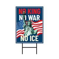 No Kings In America Yard Sign - Resist Hate Lawn Sign, Anti-Trump Sign, Resist Racism, Resist Fascism Yard Sign with Metal H-Stake