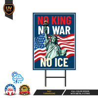 No Kings In America Yard Sign - Resist Hate Lawn Sign, Anti-Trump Sign, Resist Racism, Resist Fascism Yard Sign with Metal H-Stake