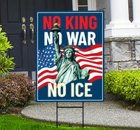 No Kings In America Yard Sign - Resist Hate Lawn Sign, Anti-Trump Sign, Resist Racism, Resist Fascism Yard Sign with Metal H-Stake