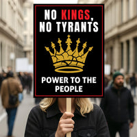Abolish ICE No One Is Illegal Protest Sign, No Kings In America, Anti-Trump Resistance Political Protest Poster, Resist Fascism Rally Sign